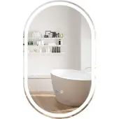Northix Ovaler LED-Badezimmerspiegel, 90 x 55 cm, beschlagfrei, dimmbar