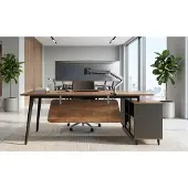 Jet-Line Büromöbel Chef Schreibtisch San Paulo links 2,0 m Büroausstattung inkl. Sideboard