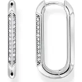 Thomas Sabo Paar Creolen "silber", bunt (silberfarben, weiß, kristallweiß), Ohrringe, Damen, Silber 925 (recycelt), Paar Creolen, mit Zirkonia (synth.)