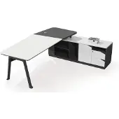 Jet-Line Büromöbel Chef Schreibtisch Büroschreibtisch CAROLINA weiß-anthrazit 2,2x1,80x0,75m