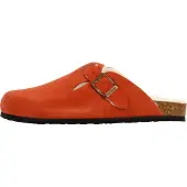 Plakton Pantoletten aus Leder Blogg mit verstellbarem Riemen und Schnalle, runde Schuhspitze, flacher Absatz