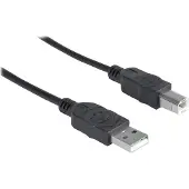Manhattan Hi-Speed USB B Anschlusskabel, USB 2.0, Typ A Stecker - Typ B Stecker, 480 Mbps, 5 m, Schwarz, 5 m, USB A, USB B, USB 2.0, 0,48 Gbit/s, Schwarz