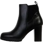 The Divine Factory Joasis Leder Pantoletten mit Riemchen und Schnalle, flacher Absatz, runde Schuhspitze