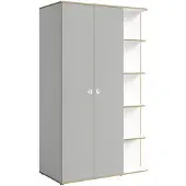 Feldmann-Wohnen Kleiderschrank Pinio Kinderzimmerschrank 120x60x196,5cm 3-türig weiß / lichtgrau / Trüffeleiche