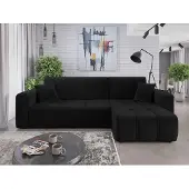 Fun-Möbel Ecksofa mit Schlaffunktion Sofa DAGNY in Stoff Kronos Schwarz Ottomane Rechts