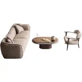 AEA Stilvolle Wohnzimmer Garnitur Beiges Sofa Relaxsessel Couchtisch