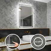 Alasta Rechteckiger LED-Spiegel 60x80 cm für Wohnzimmer, Badezimmer und Schlafzimmer