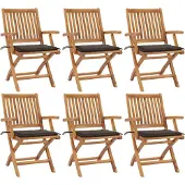 The Living Store Klappbare Gartenstühle mit Kissen 6 Stk. Massivholz Teak