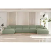 Fun-Möbel Wohnlandschaft Sofa U-Form CELES PREMIUM XL in Stoff Sven Hellgrün