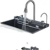 OEM Edelstahl-Spülbecken-Set, digitale Anzeige Armatur, langlebige Gun Grey Oberfläche , Waffengrau