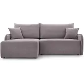 Bettso Bequemes Ecksofa LORENZA beige-rosa mit einem Bettzeugcontainer Links