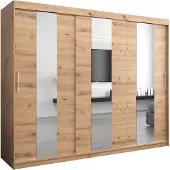 MEBLE KRYSPOL Kleiderschrank, Schiebetürenschrank Schlafzimmer, Schrank mit Spiegel POLE 250 cm