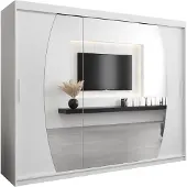 MEBLE KRYSPOL Kleiderschrank, Schiebetürenschrank Schlafzimmer, Schrank mit Spiegel ELYPSE 250 cm