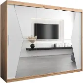 MEBLE KRYSPOL Kleiderschrank, Schiebetürenschrank Schlafzimmer, Schrank mit Spiegel MAROKO 250 cm