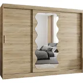 MEBLE KRYSPOL SPOTI 250 Kleiderschrank mit drei Schiebetüren für Schlafzimmer – moderner Aufbewahrungsschrank mit Kleiderstange und Regalen – 250x200x62cm - Sonoma