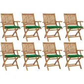The Living Store Klappbare Gartenstühle mit Kissen 8 Stk. Massivholz Teak