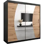 MEBLE KRYSPOL Kleiderschrank, Schiebetürenschrank Schlafzimmer, Schrank mit Spiegel WAVE 200 cm