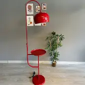 Bamyum Rotes Bewegliches Kopfteil Moderne Dekorative Metall Stehlampe mit Couchtisch