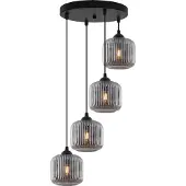 Light11 HOME Riffle Schwarze Hängelampe 4 Flache Graphit-Lampenschirme Zylinder E27