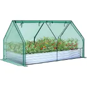 Markenlos Gartenzwerg mit Galvanisiertem Metallbeet und PVC-Abdeckung - 3-in-1 Gemüse- und Blumenbeet