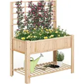 Northix Hochbeet mit Rankgitter und Drainage, 116x59x150 cm