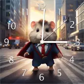 Wallario Design Wanduhr Super-Hamster aus Echtglas, Größe 30 x 30 cm