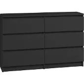 Pressiode Kommode mit 6 Schubladen 140cm Sideboard Anrichte holz schwarz Möbel Schrank