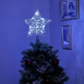Northpoint LED Tannenbaumspitze mit Befestigungsclip und Timerfunktion 3000K Metall silber kaltweiß