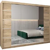 MEBLE KRYSPOL Kleiderschrank, Schiebetürenschrank Schlafzimmer, Schrank mit Spiegel VERONA 4 250 cm