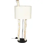 Levandeo Stehlampe Höhe 95cm Treibholz Stehleuchte Holz Lampe Teakholz Weiß Braun Deko