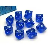 Chessex Translucent Polyhedral Ten d10 Set - Blue/white