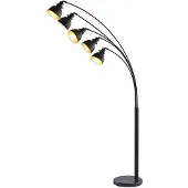 LINDBY Stehlampe Lira, 5-flg., Höhe 205 cm, schwarz, gold