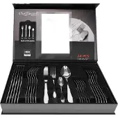 Cheffinger , 24 teiliges Besteckset für 6 Personen Elegantes Design, Silber