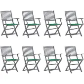 The Living Store Klappbare Gartenstühle 8 Stk. mit Kissen Massivholz Akazie