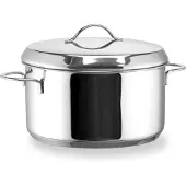 Habonne Kochtopf Edelstahl 16 cm mit Deckel - langlebiger Kochtopf silber