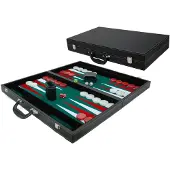 HOT Games Backgammonkoffer Schwarz/Grün Ingel.53x8