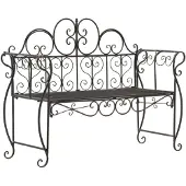 CLP Gartenbank Minna, romantische Metallbank im Jugendstil mit Armlehnen, Parkbank ideal für Garten, Terrasse und Balkon, 180 kg belastbar, Farbe: bronze
