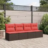 Syfax | Garten-Sofa | mit Kissen Braun 227 x 62 x 69 cm Poly-Rattan