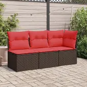 Syfax Garten-Ecksofa mit Kissen Braun Poly Rattan