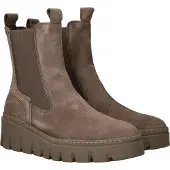 Tamaris Chelseaboots , Damen, Gr. 41, beige (taupe), Veloursleder, unifarben, Basic, Schuhe Chelseaboots, Stiefelette, Schlupfschuh mit T-Logoprägung