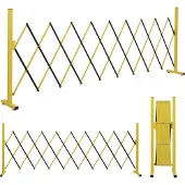 Mendler Alu Absperrgitter HWC-B34, Scherengitter Zaun Schutzgitter ausziehbar, 103x32-265cm gelb-schwarz