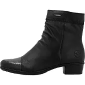 Rieker Lagro Leder-Stiefeletten mit Reißverschluss, runder Spitze und breitem Absatz