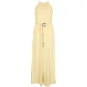 Apricot Jumpsuit "Jumpsuit", Damen, Gr. L (40), N-Gr, gelb, gewebt, Obermaterial: 80% Viskose LENZING ECOVERO CV LenzEcov. 20% Leinen LI., uni, Lang, Overalls Jumpsuit, mit weitem Bein
