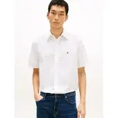 Tommy Hilfiger Kurzarmhemd "FLEX POPLIN PRINT Regular Fit", Herren, Gr. XL (54/56), N-Gr, weiß (weiß, allover), Web, Obermaterial: 100% Baumwolle, regular fit normal, Hemden Kurzarmhemd