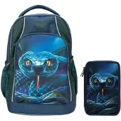 Depesche Rucksack "Schul-Set Schlange Adventure World blau-grün"