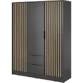 Masseno Drehtürenschrank NELIANA 155 cm Kleiderschrank Schlafzimmer Schrank 3-türig Graphitfarben