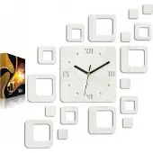 ModernClock , Quarzuhr, wanduhr modern, Roman weiß wanduhr weiß groß, 60cm x 52cm