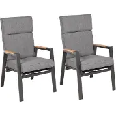 Garden Pleasure Stapelstuhl "BARLETTA", grau (schwarz, schwarz, dunkelgrau), B:60,5cm H:112cm T:68cm, Aluminium, Kunststoff, PVC, Polyester, Stühle, Stapelstuhl, Rückenlehne verstellbar
