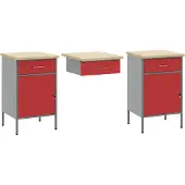 vidaXL Werkbank mit Schubladen 10 pcs Rot Ingenieure Holz und Stahl