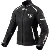 MUGENRACE Fuggire-A wasserdichte Damen Motorrad Textiljacke, schwarz/weiß, S